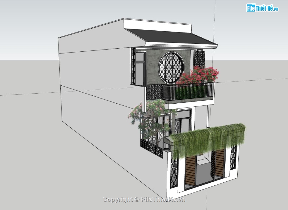nhà phố 3 tầng,sketchup nhà phố 3 tầng,mẫu nhà phố 3 tầng
