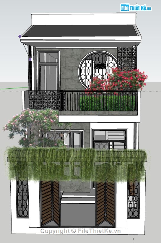 nhà phố 3 tầng,sketchup nhà phố 3 tầng,mẫu nhà phố 3 tầng
