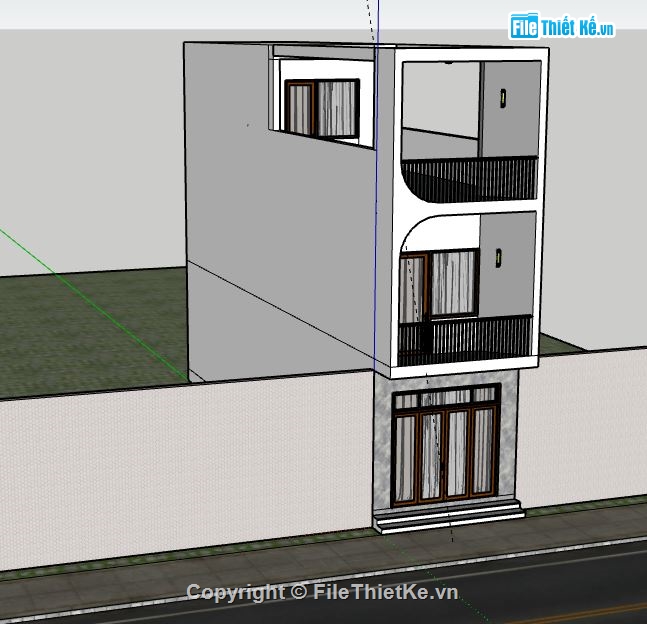 nhà phố 3 tầng,sketchup nhà phố 3 tầng,mẫu thiết kế nhà phố 3 tầng