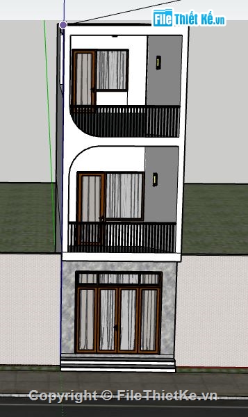 nhà phố 3 tầng,sketchup nhà phố 3 tầng,mẫu thiết kế nhà phố 3 tầng