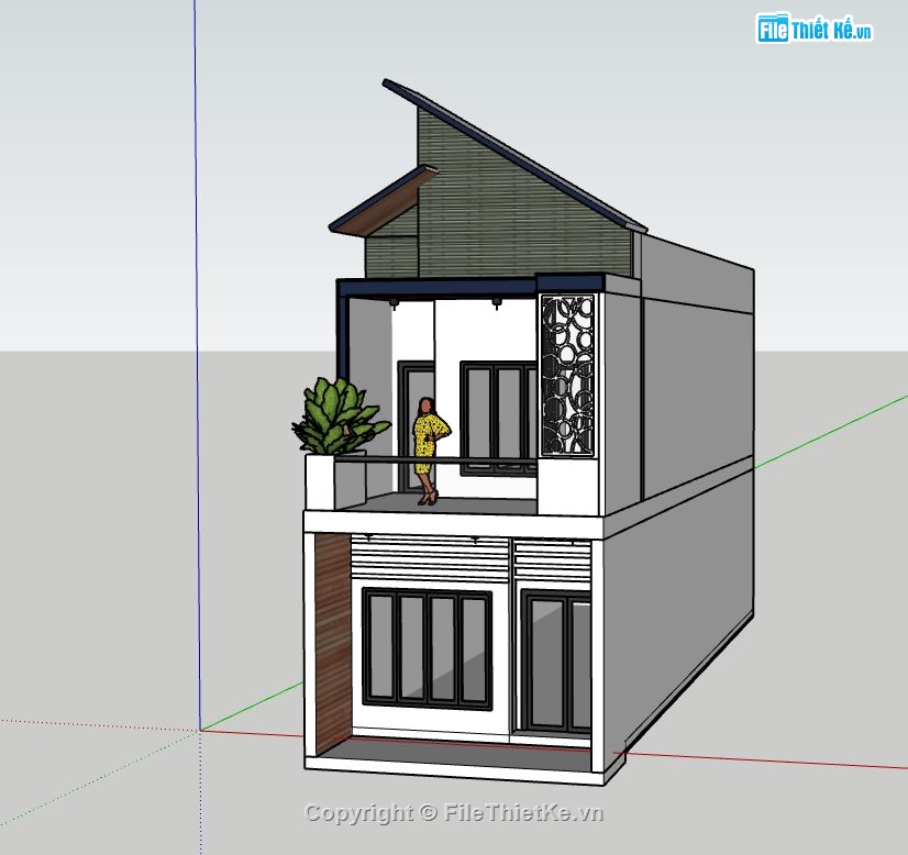 nhà phố 3 tầng,sketchup nhà phố 3 tầng,su nhà phố 3 tầng