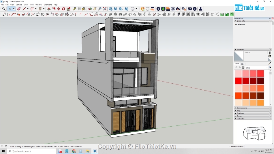 Nhà phố 2 tầng,3 tầng,Nhà phố,Sketchup,Nhà phố 5x20m,Nhà phố 3 tầng cad