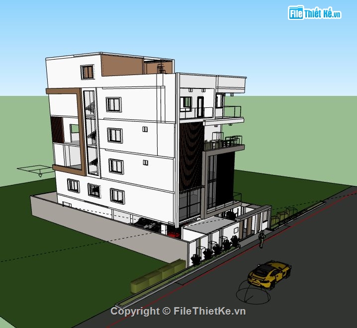 Nhà phố 4 tầng,file su nhà phố 4 tầng,3d sketchup nhà phố 4 tầng