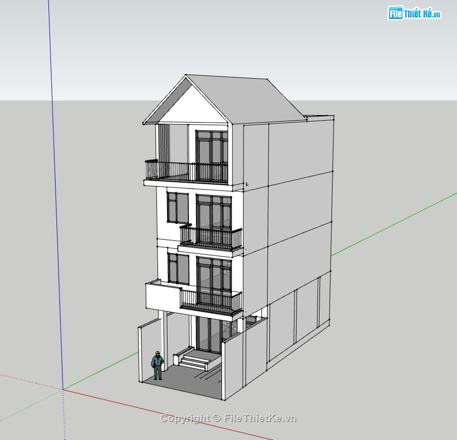 nhà phố 4 tầng,model su nhà phố 4 tầng,nhà phố 4 tầng sketchup,nhà phố đẹp