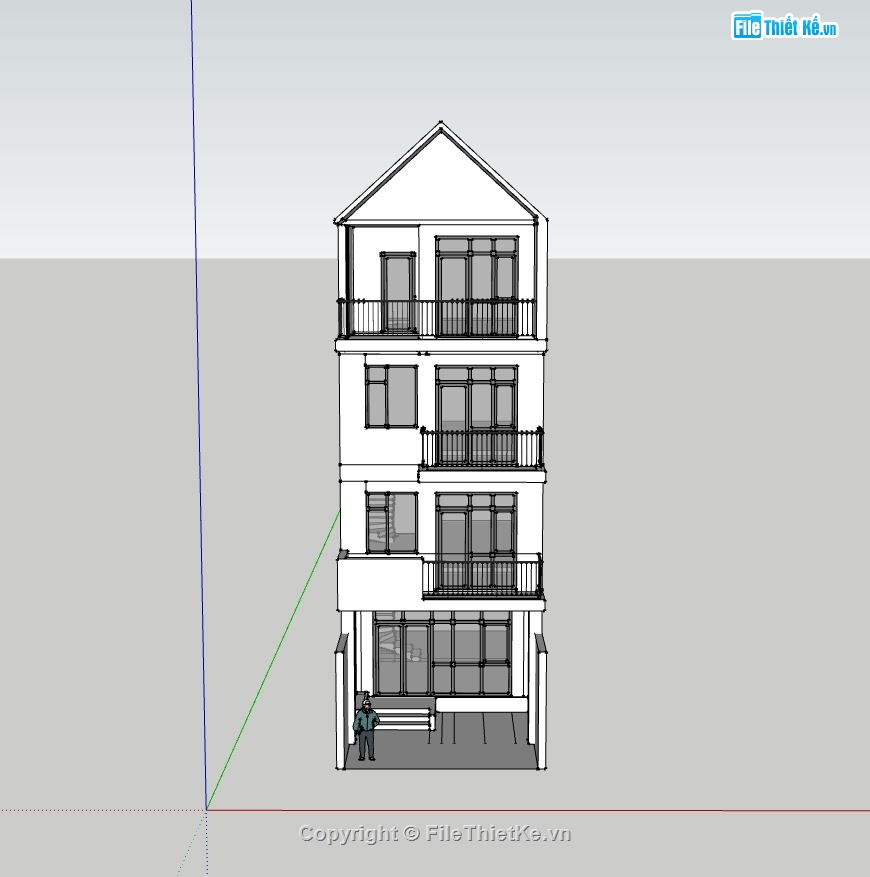 nhà phố 4 tầng,model su nhà phố 4 tầng,nhà phố 4 tầng sketchup,nhà phố đẹp