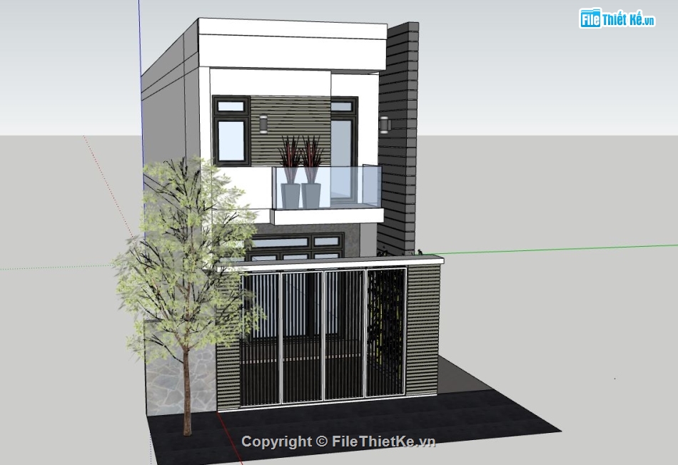 nhà phố 2 tầng,sketchup nhà phố 2 tầng,model su nhà phố 2 tầng