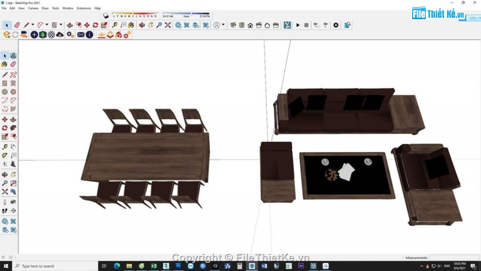 Sketchup nội thất,nội thất phòng khách,Sketchup phòng ăn,bàn ăn,bàn ghế phòng khách