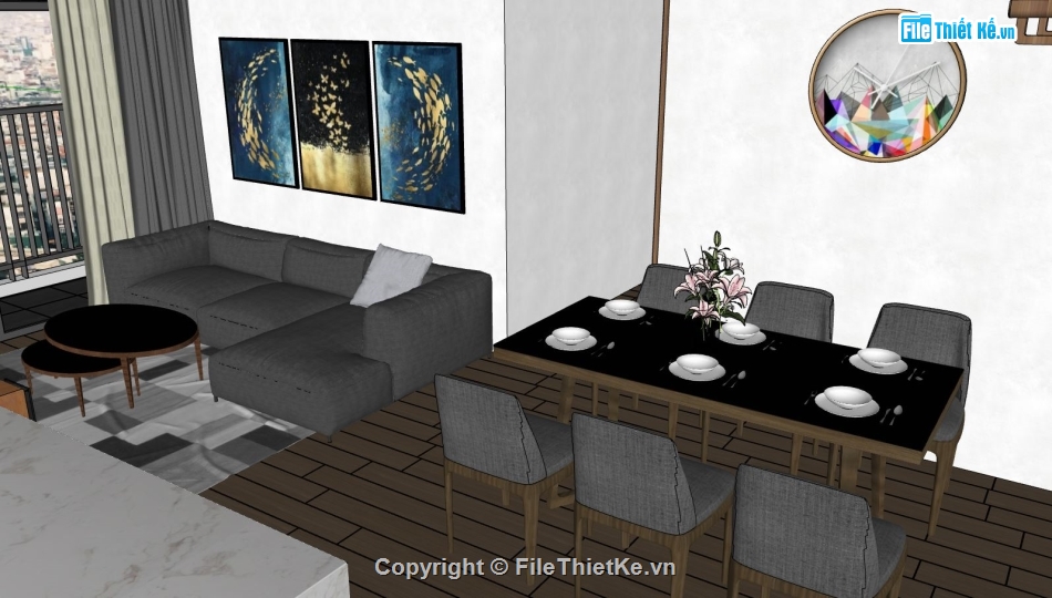 Sketchup chung cư,Sketchup nội thất chung cư,file sketchup nội thất chung cư,model su nội thất chung cư