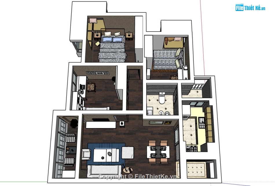 nội thất chung cư,Sketchup nội thất chung cư,file 3d chung cư