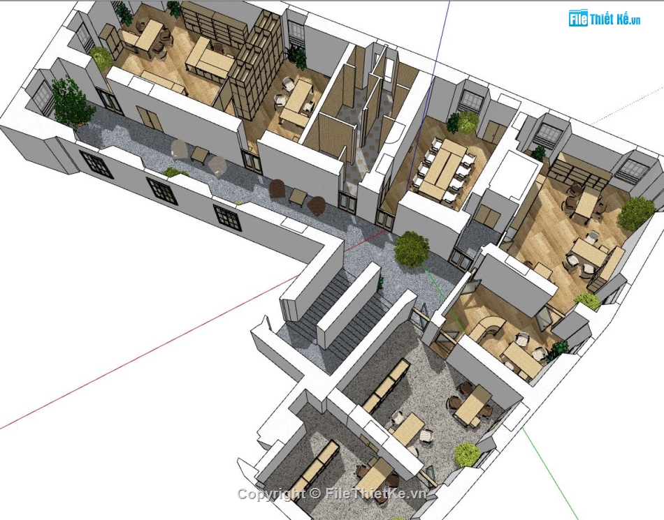 nhà hàng sketchup,nội thất nhà hàng file su,file su nội thất nhà hàng