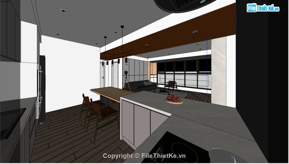 nội thất phòng bếp,Sketchup phòng bếp,model sketchup nội thất