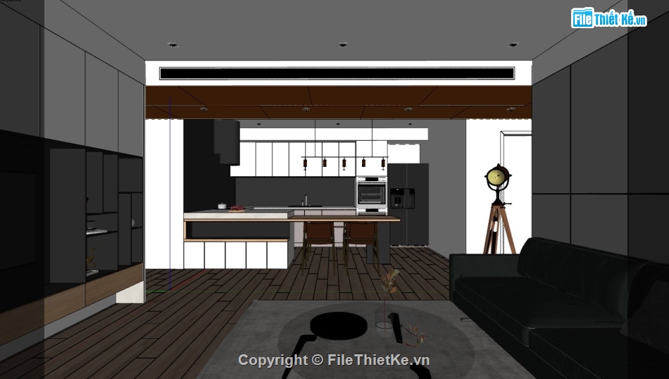 nội thất phòng bếp,Sketchup phòng bếp,model sketchup nội thất