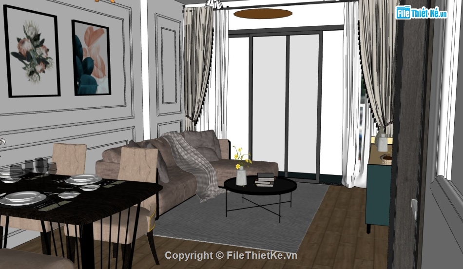 nội thất phòng khách,Sketchup nội thất chung cư,nội thất phòng khách chung cư,sketchup nội thất phòng khách