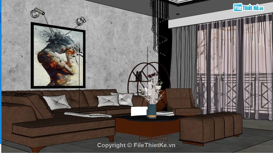 nội thất phòng khách,sketchup nội thất phòng khách,nội thất phòng khách model 3d su