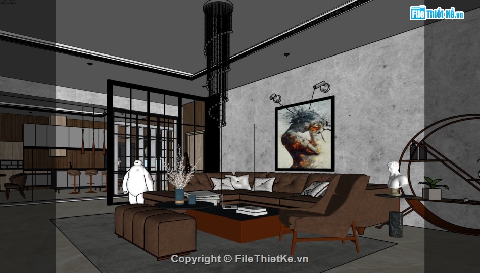 nội thất phòng khách,sketchup nội thất phòng khách,nội thất phòng khách model 3d su