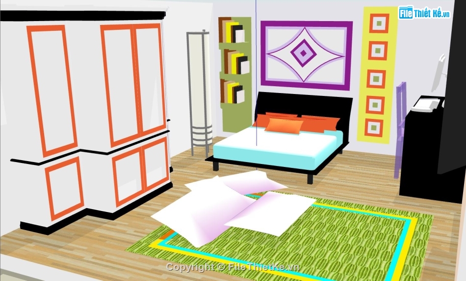 nội thất phòng ngủ,nội thất phòng ngủ 3d,sketchup phòng ngủ