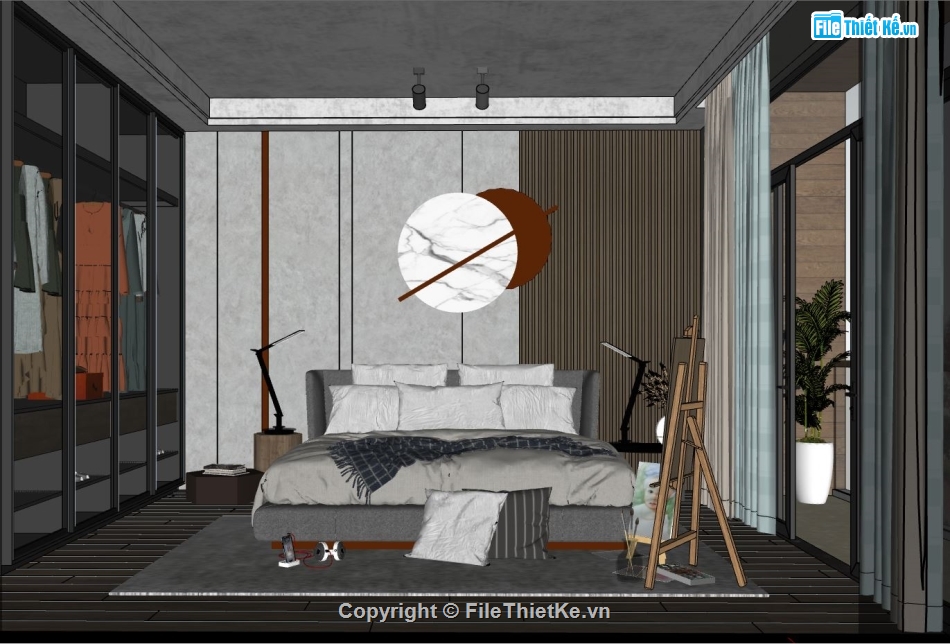 nội thất phòng ngủ,Sketchup nội thất phòng trọ,su nội thất phòng ngủ hiện đại,model 3d su nội thất phòng ngủ