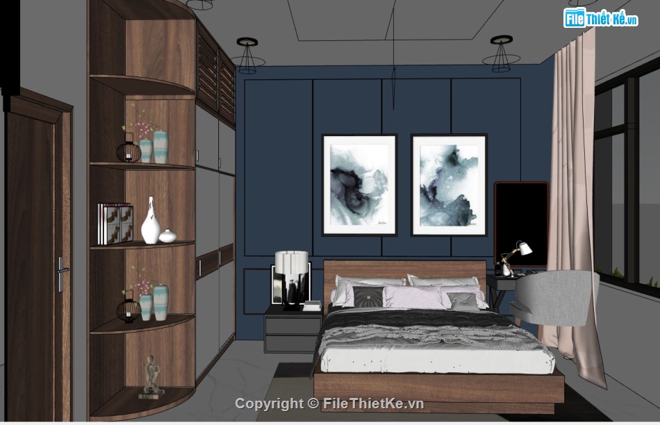 nội thất phòng ngủ,Sketchup phòng ngủ,file sketchup nội thất phòng ngủ,nội thất phòng ngủ sketchup