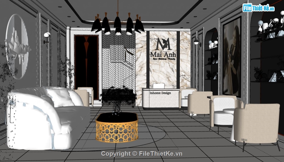 nội thát spa file sketchup,model 3d su nội thất spa,3d nội thất spa