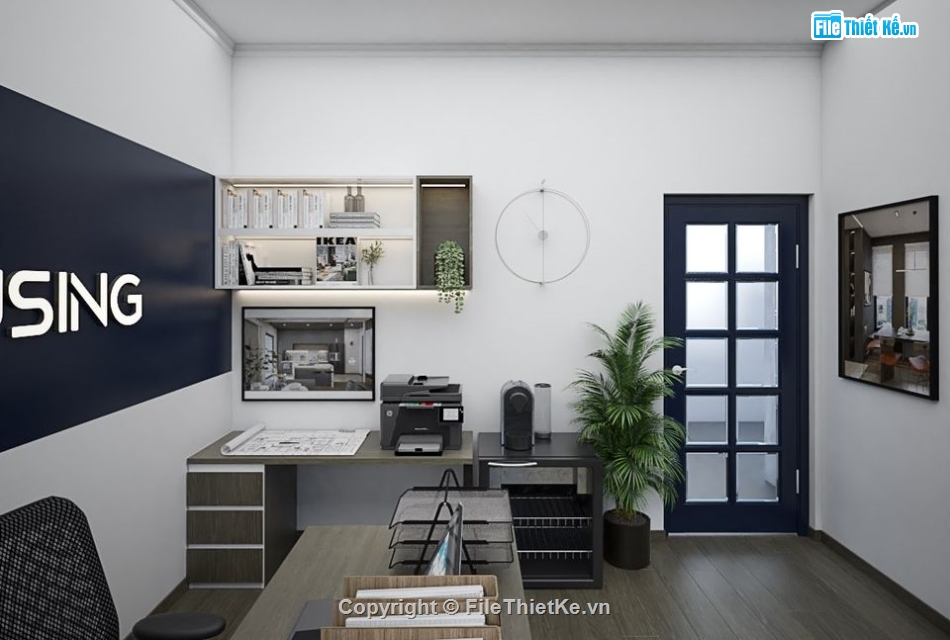 văn phòng làm việc,nội thất phòng làm việc,Sketchup văn phòng,model su nội thất phòng khách