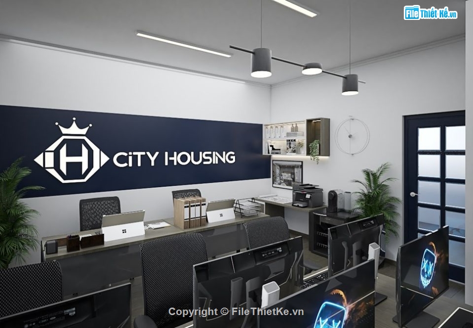 văn phòng làm việc,nội thất phòng làm việc,Sketchup văn phòng,model su nội thất phòng khách