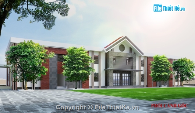 thư viện bao cảnh,Sketchup,thư viện SU,trường học,nhà thư viện,phối cảnh trường học