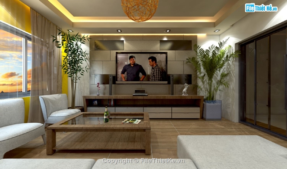 phòng khách hiện đại,phòng khách sketchup,nội thất phòng khách