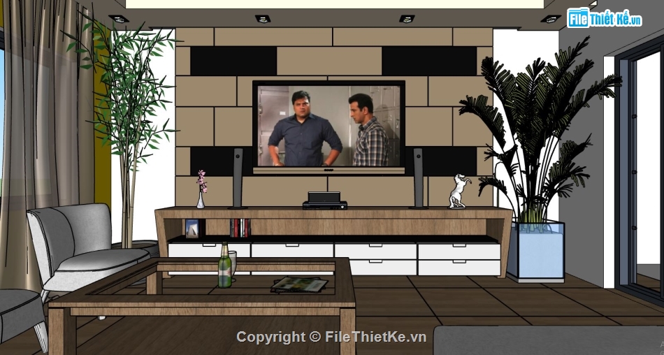 phòng khách hiện đại,phòng khách sketchup,nội thất phòng khách