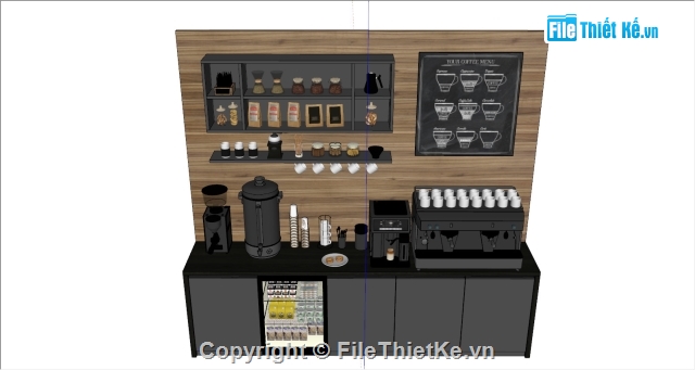 Sketchup,Cafe Diamond​,thiet ke,quầy cafe,Sketchup quầy pha chế,cafe sketchup