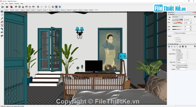 nội thất phòng khách,nội thất nhà dân,SU đồ nội thất,Sketchup nội thất gia đình