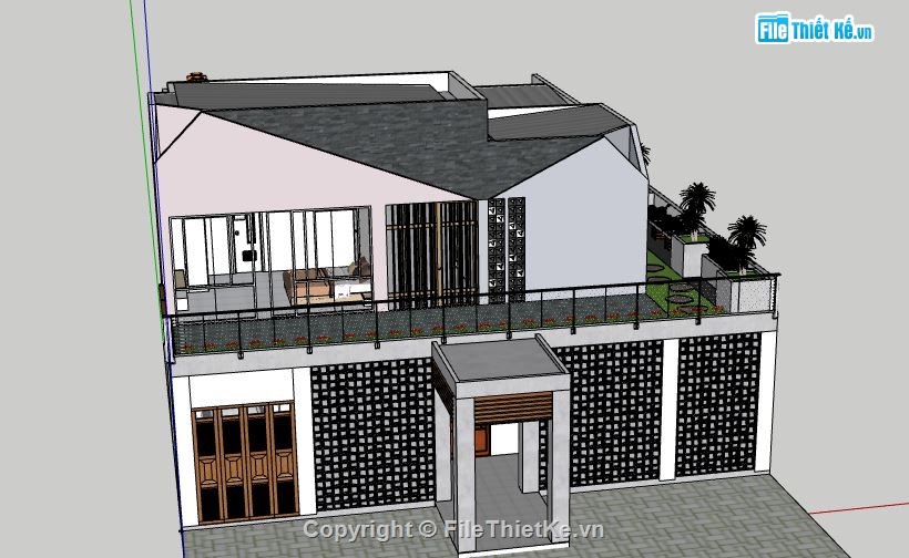 Biệt thự 2 tầng,model su biệt thự 2 tầng,file su biệt thự 2 tầng,sketchup biệt thự 2 tầng,biệt thự 2 tầng file su