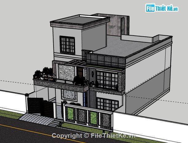 Biệt thự 3 tầng,model su biệt thự 3 tầng,sketchup biệt thự 3 tầng