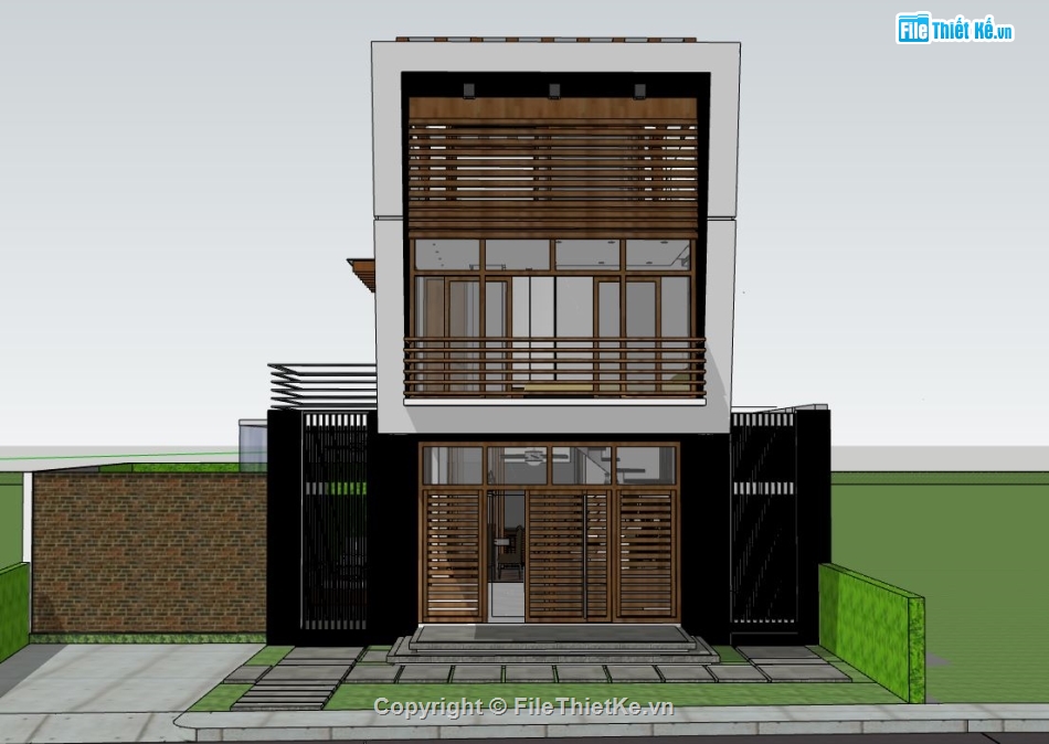 nhà phố 2 tầng,sketchup nhà phố 2 tầng,model su nhà phố 2 tầng
