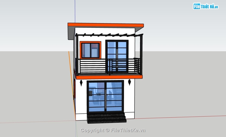 Nhà phố 2 tầng,model su nhà phố 2 tầng,nhà phố 2 tầng file su