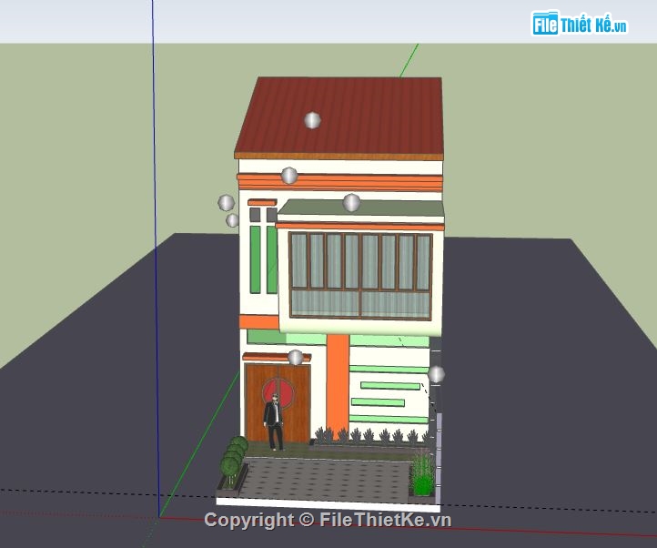 Nhà phố 2 tầng,model su nhà phố 2 tầng,nhà phố 2 tầng file su,file sketchup nhà phố 2 tầng