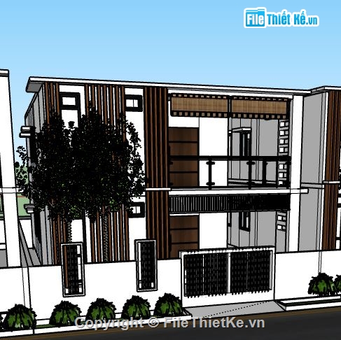 Nhà phố 2 tầng,model su nhà phố 2 tầng,file sketchup nhà phố 2 tầng