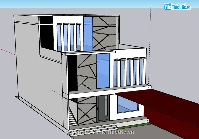 Nhà phố 3 tầng,model su nhà phố 3 tầng,file sketchup nhà phố 3 tầng