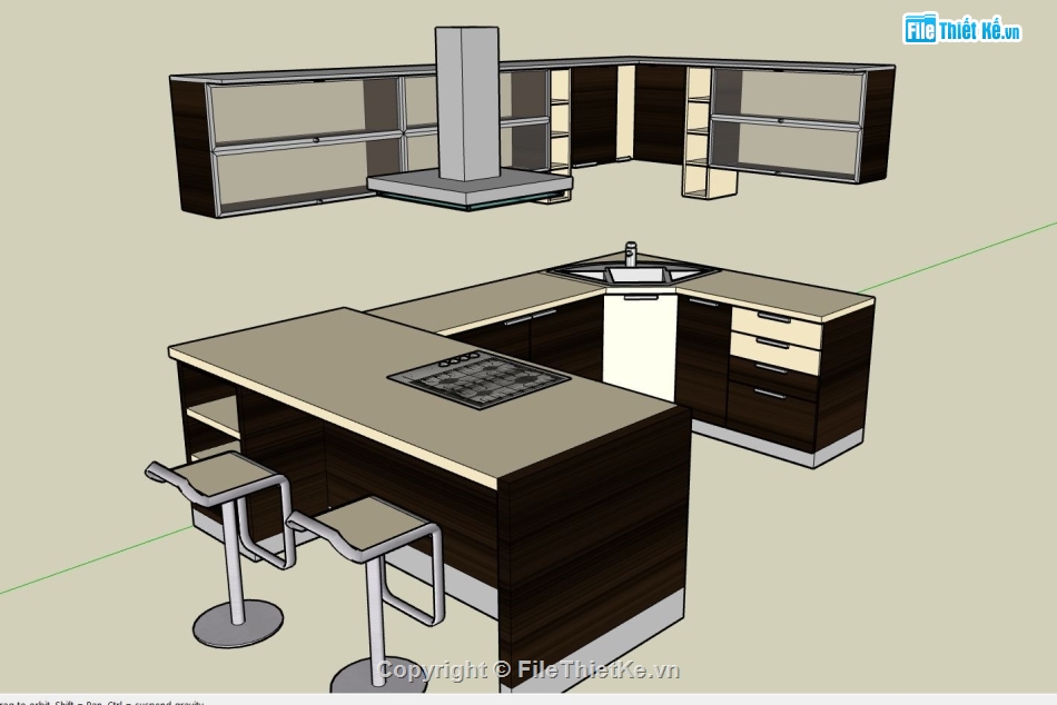 Sketchup bếp,nội thất phòng bếp,model su phòng bếp