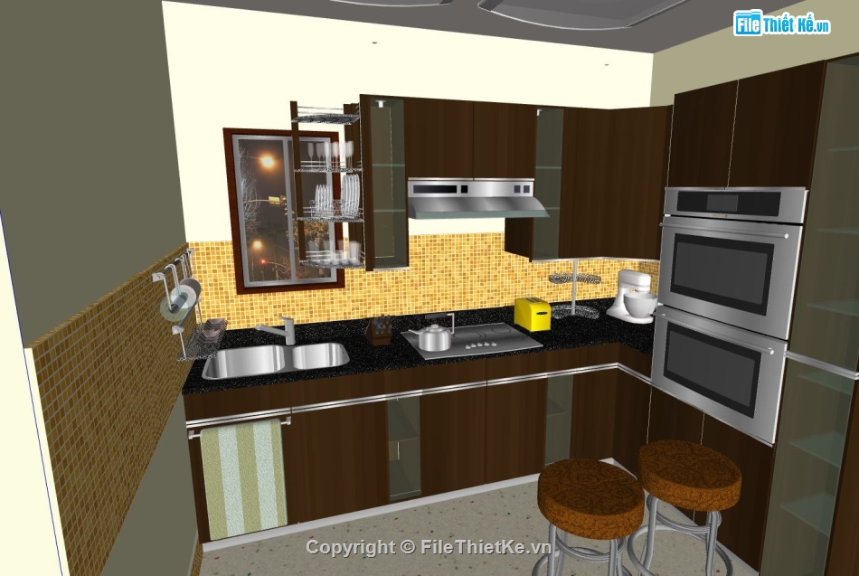 Sketchup bếp,nội thất phòng bếp,sketchup nội thất phòng bếp