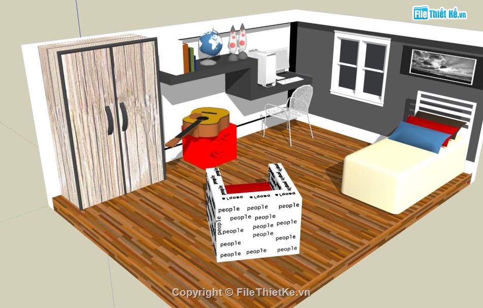 nội thất phòng ngủ,3d phòng ngủ,sketchup phòng ngủ