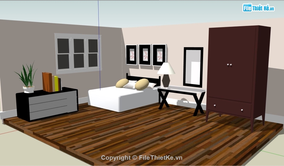 nội thất phòng ngủ,thiết kế nội thất phòng ngủ sketchup,File thiết kế nội thất phòng ngủ