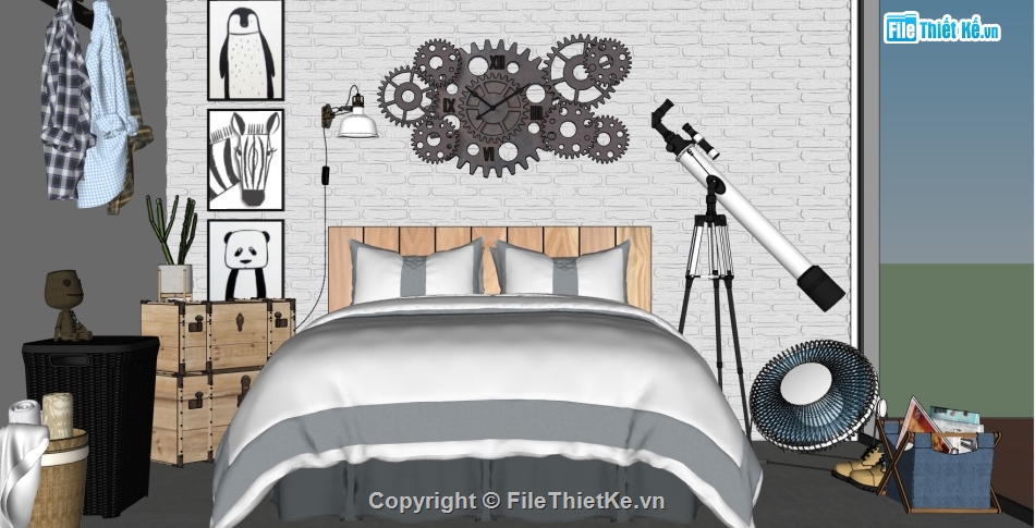 thiết kế phòng ngủ hiện đại,file su phòng ngủ đẹp,nội thất phòng ngủ model su