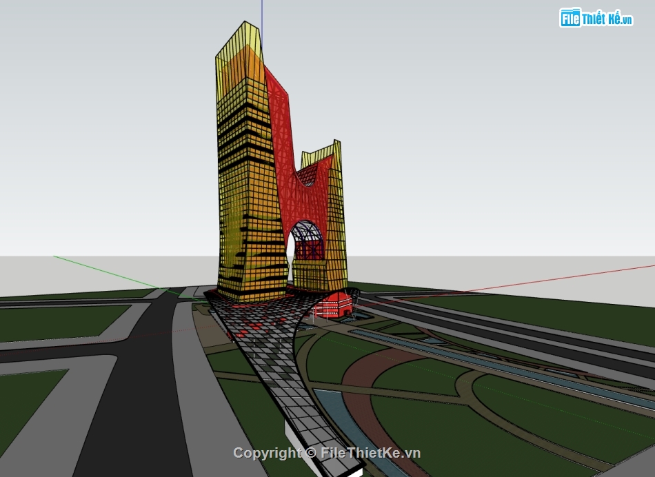 toà nhà văn phòng,sketchup văn phòng,Sketchup tòa nhà văn phòng,Su tòa văn phòng 40 tầng