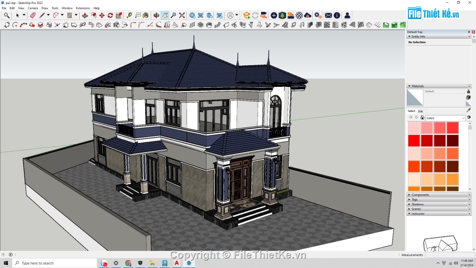 Sketchup 2 tầng,2 tầng mái nhật,villa 2 tầng mái nhật