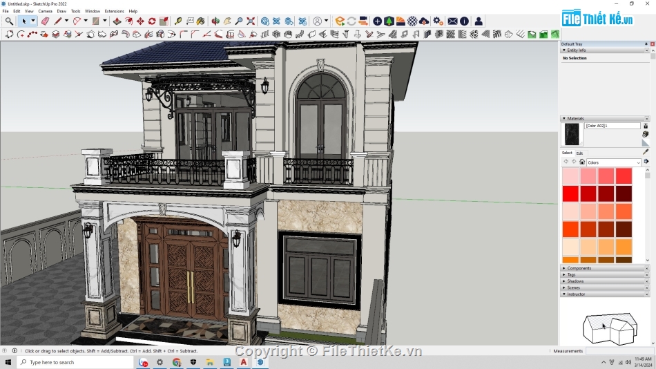 Sketchup 2 tầng,2 tầng mái nhật,villa 2 tầng mái nhật