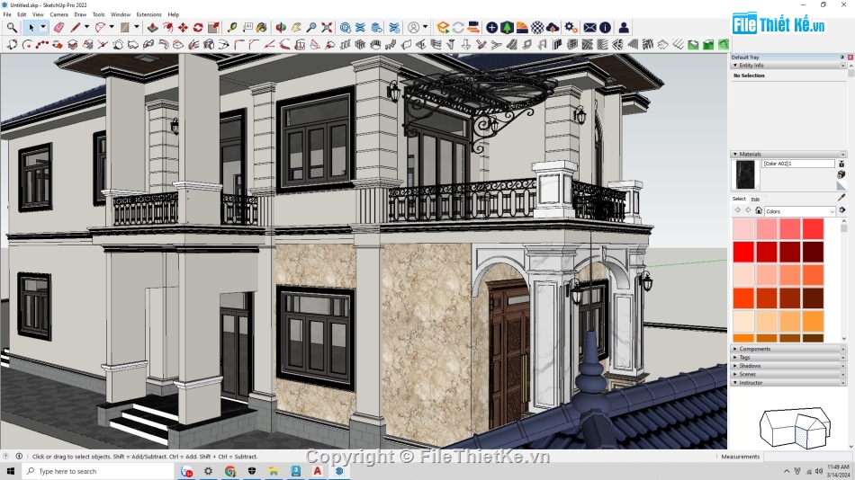 Sketchup 2 tầng,2 tầng mái nhật,villa 2 tầng mái nhật