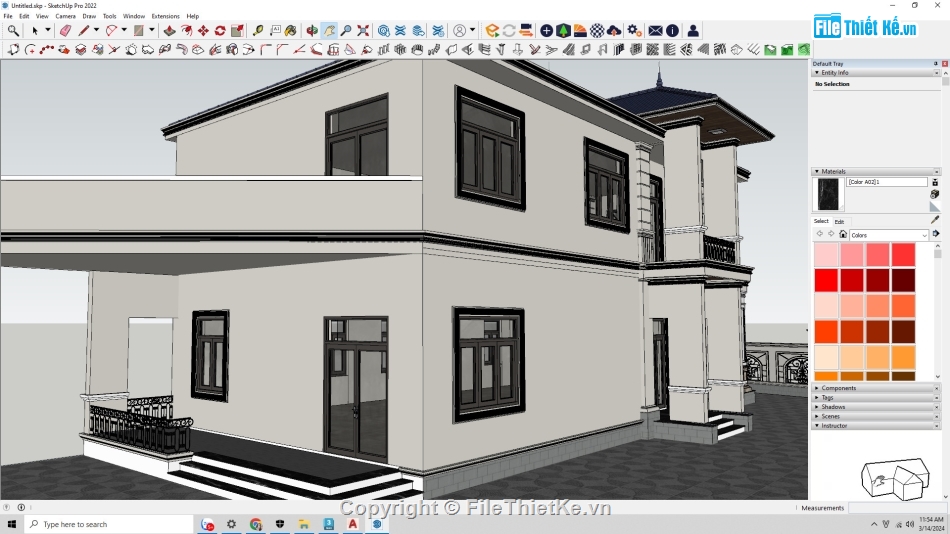 Sketchup 2 tầng,2 tầng mái nhật,villa 2 tầng mái nhật