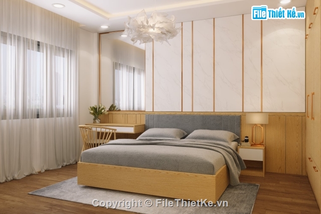 nhà 3 phòng ngủ,Model phòng ngủ,giường ngủ Sketchup,3d phòng ngủ,su phòng ngủ