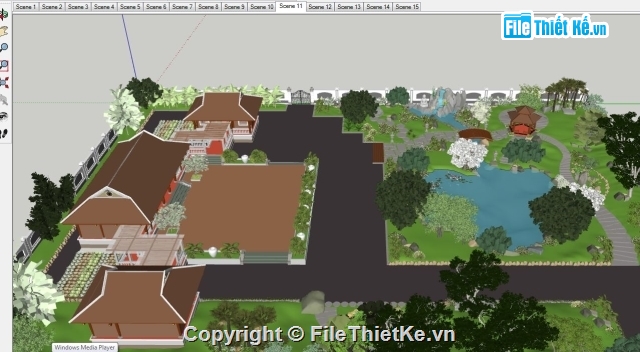 chùa cổ,sketchup cảnh chùa,Su chùa,đình chùa cổ,BVTC chùa cổ