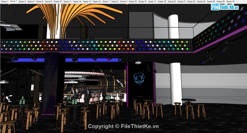 SU club,Galina Club Đà Nẵng,Galina Club,bar clup sketchup,thế kế galina clup sketchup